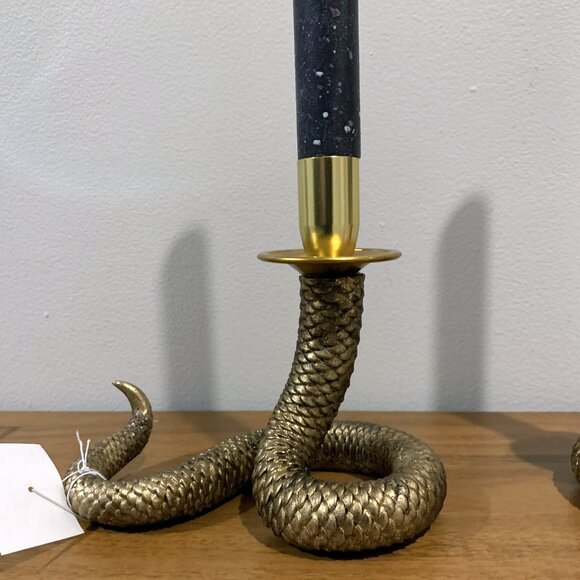 SOLD Martha Stewart Gold Tone Snake Serpent Candle Holder Gothic Halloween - Picture 4 of 4